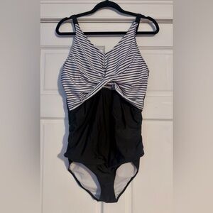 Striped Black and White Women’s One Piece Swimsuit